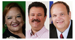 De izquierda a derecha, Myrta Cintrón (PIP), José C. Aponte (PPD) y Eduardo González, (PNP). (Foto/Suministrada)