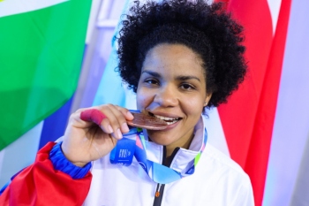 La carolinense Kidaisha López ganó bronce en la división de los 71 kilos en el levantamiento de pesas. Completó su meta medallista con 94 kilos, en la modalidad de arranque. (Foto/Suministrada)